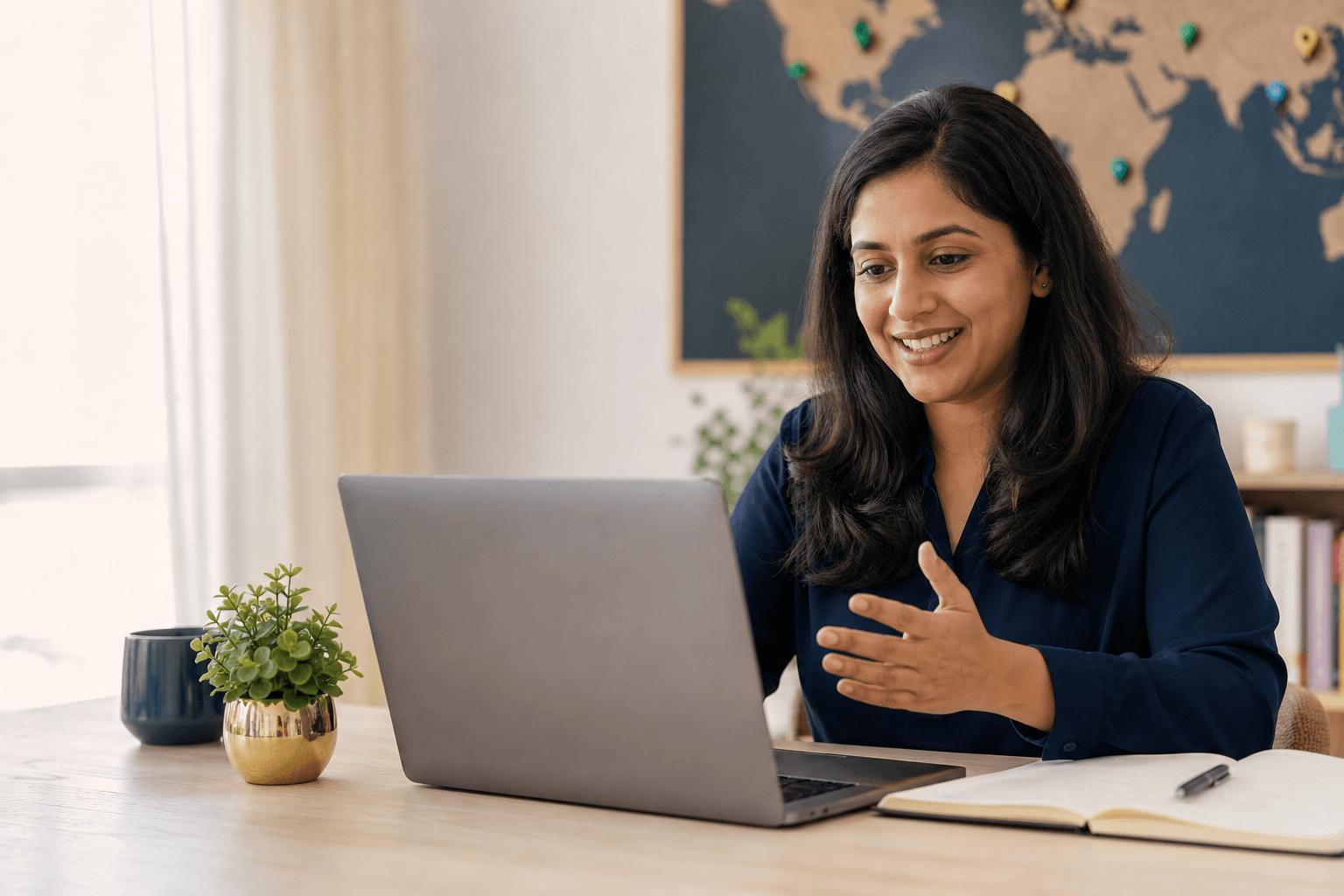 An Ecovijay relationship manager supporting an entrepreneur through a video conversation.
